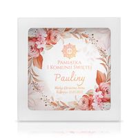 Skarbonka drewniana z nadrukiem na prezent na  Komunię dla dziewczynki