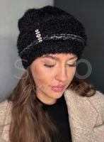 CZAPKA DAMSKA JESIEŃ ZIMA WIOSNA CIEPŁA WYGODNA KOBIECA MODNA CZARNA 2973