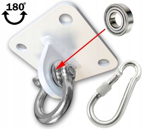 Uchwyt montażowy sufitowy z ŁOŻYSKIEM i szeklą sufitowe hak 180 Biały na Arena.pl