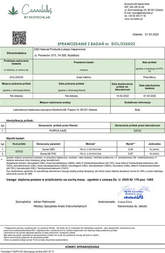 Susz konopny CBD | PURPLE HAZE | 5 g na Arena.pl