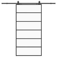 Drzwi przesuwne z zestawem okuć czarne 102x205 cm ESG szkło
