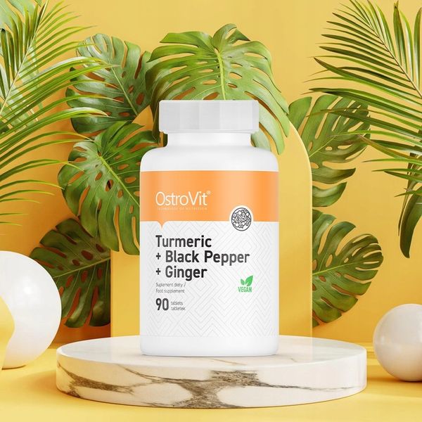 Suplement diety OstroVit Kurkumina Czarny Pieprz Imbir 90 tabletek zdjęcie 2