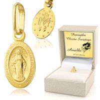 Złoty medalik Matka Boska Cudowna (585) na Chrzest Pamiątka Chrztu Dziecka
