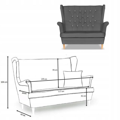 Zestaw uszak Gaja ekoskóra skaj sofa fotele pufy szary na Arena.pl