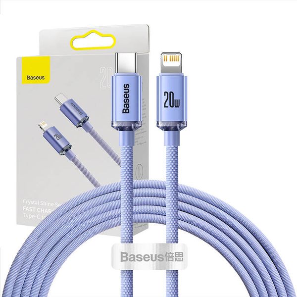 Kabel USB-C do Lightning Baseus Crystal, 20W, PD, 2m (fioletowy) zdjęcie 1