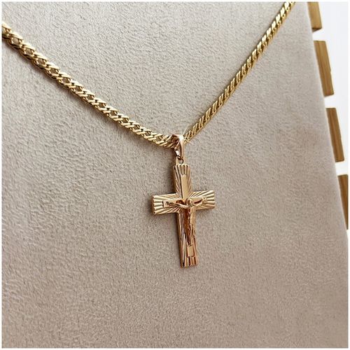 ZŁOTY ŁAŃCUSZEK MĘSKI ROMBO + KRZYŻYK 18K 50 CM PREZENT DLA NIEGO + GRATISY na Arena.pl