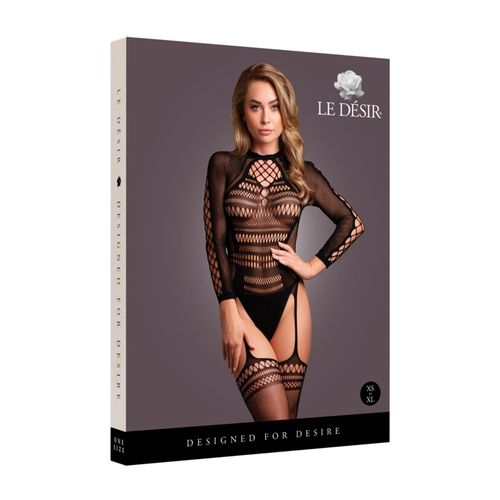 bodystocking with long sleeves and short turtleneck - os - black na Arena.pl