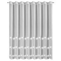 Firana gotowa 350x250 Leti biała z haftem kwiaty przelotki