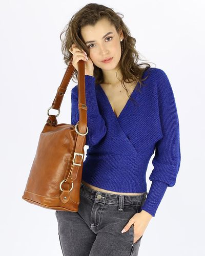 Torebka na szerokim pasku torba skórzana z Toscanii - MARCO MAZZINI camel na Arena.pl