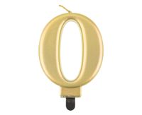 Świeczka na tort cyfra 0 złota metaliczna