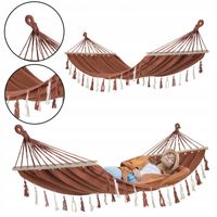 DUŻY MOCNY WYTRZYMAŁY HAMAK OGRODOWY BOHO HUŚTAWKA MILOS 4 200x100 KARMEL