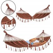 DUŻY MOCNY WYTRZYMAŁY HAMAK OGRODOWY BOHO HUŚTAWKA MILOS 4 200x100 KARMEL