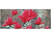 100X40CM FUKSJOWA MAGNOLIA OBRAZ DREWNO
