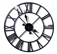 ZEGAR RZYMSKI VINTAGE RETRO LOFTOWY CZARNY METALOWY ŚCIENNY DUŻY LOFT 50 cm