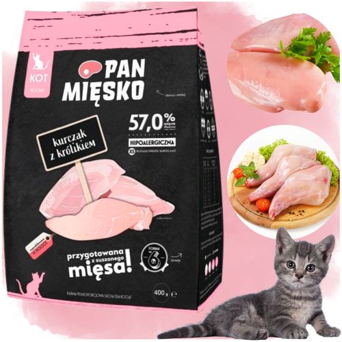 sucha karma dla kota kurczak królik pan mięsko hipoalergiczna kotek xs 400g na Arena.pl
