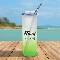 Kubek z matowego szkła zielony gradient - z Twoim nadrukiem