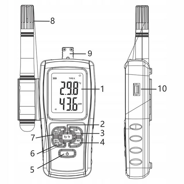 HIGROMETR WILGOTNOŚCIOMIERZ MIERNIK WILGOTNOŚCI TEMPERATUR POWIETRZA BT LCD zdjęcie 3