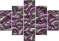 70 100CM OBRAZ 5 ELEM FIOLETOWA LAWA DRUK PŁÓTNO