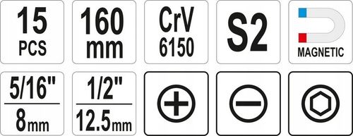 WKRĘTAK UDAROWY DO PODBIJANIA + BITY ZESTAW 15el. YATO na Arena.pl