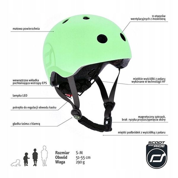 Kask dla dzieci SCOOTANDRIDE 3+ S-M - Kiwi zdjęcie 8