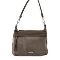 Skórzana torebka z zamszowym akcentem - Beżowa ciemna