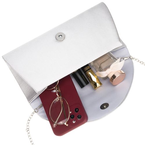 elegancka kopertówka damska w srebrnym kolorze wykonana z tkaniny na Arena.pl