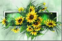 100 70CM OBRAZ PŁÓTNO SŁONECZNIKI ZIELENI PŁÓTNO RAMA