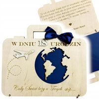 Drewniana Kartka urodzinowa Prezent GRAWER personalizowana walizka