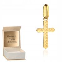 Złota zawieszka Krzyżyk mały diamentowany złoto próba 585 GRAWER