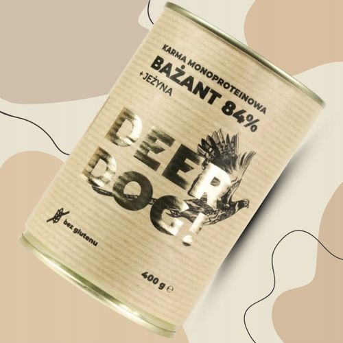 Mokra karma dla psa Deer Dog BAŻANT Z JEŻYNĄ puszka 400 G PREMIUM 84% MIĘSA na Arena.pl