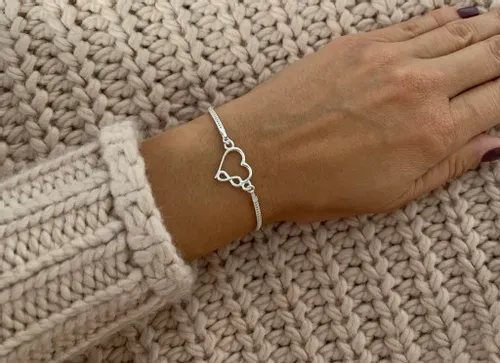 BRANSOLETKA SREBRNA DAMSKA NA RĘKĘ REGULOWANA SERCE NIESKOŃCZONOŚĆ + GRAWER na Arena.pl