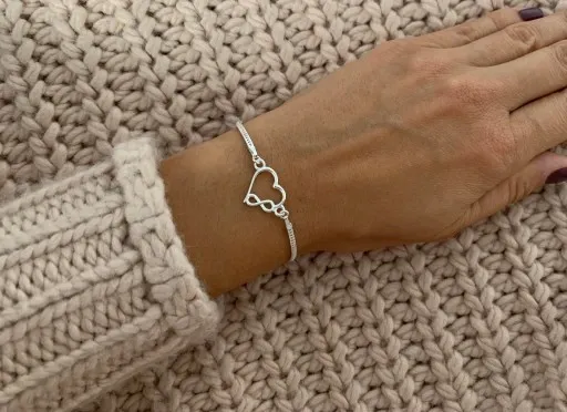 BRANSOLETKA SREBRNA DAMSKA NA RĘKĘ REGULOWANA SERCE NIESKOŃCZONOŚĆ + GRAWER zdjęcie 8