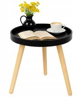 STOLIK SKANDYNAWSKI ŁAWA KAWOWY NOWOCZESNY DO SALONU DREWNIANY OKRĄGŁY