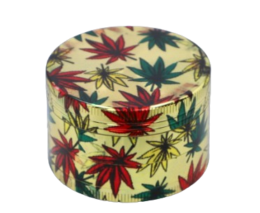 Złoty Crusher Młynek do Tytoniu Grinder Metalowy z Zielonymi Listkami na Arena.pl