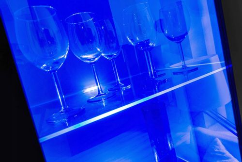 Pan Igiełka Meblościanka Blue LED  Czarny Biały Dąb Wotan 5 Elementów Salon na Arena.pl