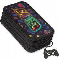 Duży Piórnik Szkolny do Szkoły Trzykomorowy Rozkładany Potrójny Gamer