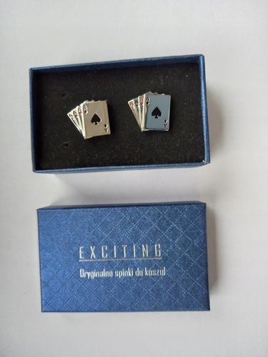 Srebrne spinki do mankietów koszul EXC Karty do Gry Cztery Asy na Arena.pl