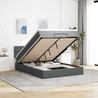 Łóżko otomana z materacem, ciemnoszare, 140x190 cm, tkanina