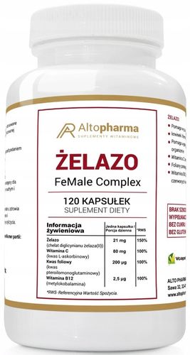 ŻELAZO CHELAT WITAMINA B9 B12 C WEGE 2x120 kap na Arena.pl