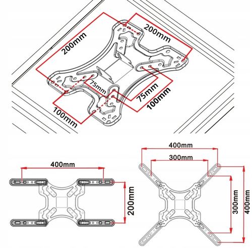 Uchwyt do Telewizora 17-55 cali Obrotowy Długie Ramię 42cm Wieszak TV na Arena.pl