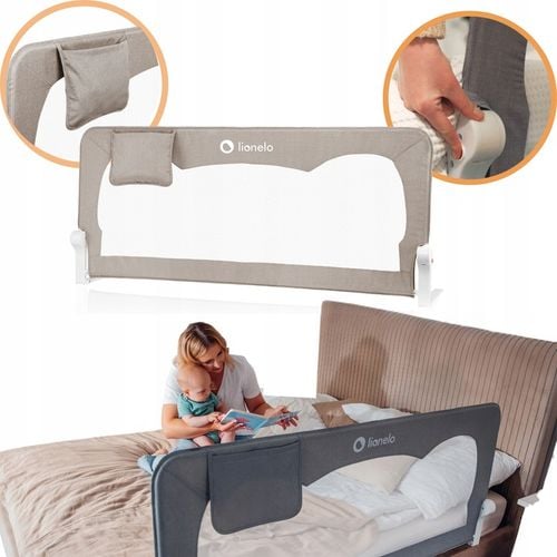 Barierka BRAMKA ZABEZPIECZAJĄCA do łóżka WYSOKA 150x66cm BEŻ Lionelo na Arena.pl