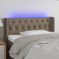 Zagłówek do łóżka z LED, taupe, 103x16x78/88 cm, tkanina