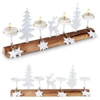 Świecznik Świąteczny na Tealight Metalowy Drewniany Stojak na Świeczki Stół