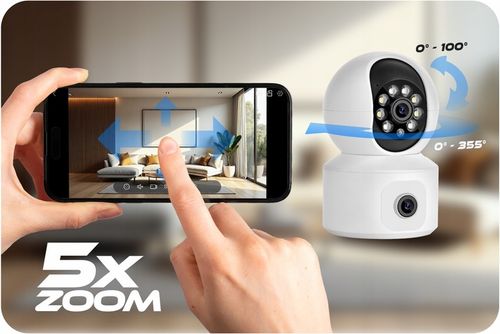 OBROTOWA KAMERA IP WIFI WEWNĘTRZNA NIANIA ELEKTRONICZNA DWA OBIEKTYWY 4MPx na Arena.pl