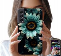 ETUI DO SAMSUNG GALAXY S22 PLUS - NIEBIESKA GERBERA STOKROTKA KWIAT +FOLIA