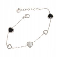 Elegancka bransoletka celebrytka pięć serduszek kolor srebrny