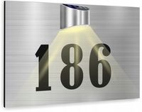 TABLICZKA ADRESOWA tablica srebrna numer posesji domu 40x30 cm lampka LED