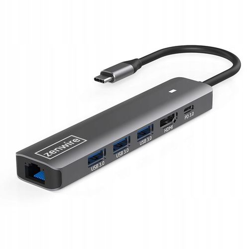 HUB Przejściówka USB-C Adapter 7W1 HDMI 4K USB 3.0 Gigabit Ethernet RJ45 M1 na Arena.pl