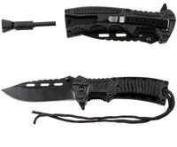 Nóż Blackrope czarny Fox Outdoor z krzesiwem i gwizdkiem