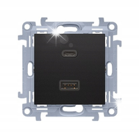 ŁADOWARKA USB A+C 30W PODWÓJNA SIMON 10 CEC2CAQ.01/49 CZARNY MAT